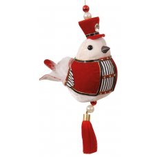 Χριστουγεννιάτικo Λούτρινο Πουλάκι Μουσικός με Ρίγες (15cm)